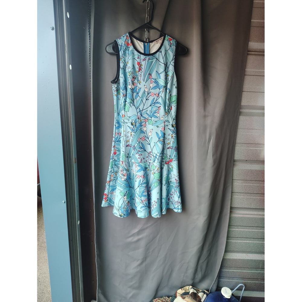 Nanette Nanette Lepore Blue Floral Sleeveless Fit Flare Dress Size 2‎ Drop Waist